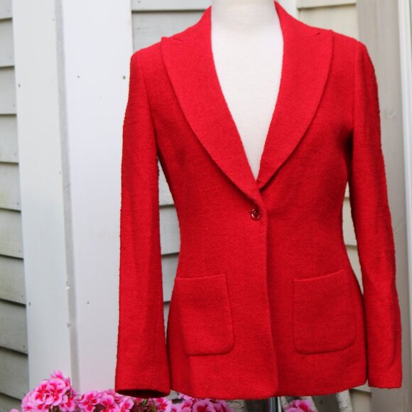 Talbots | Jackets & Coats | Vintage Talbots Red Italian Boucle Wool ...
